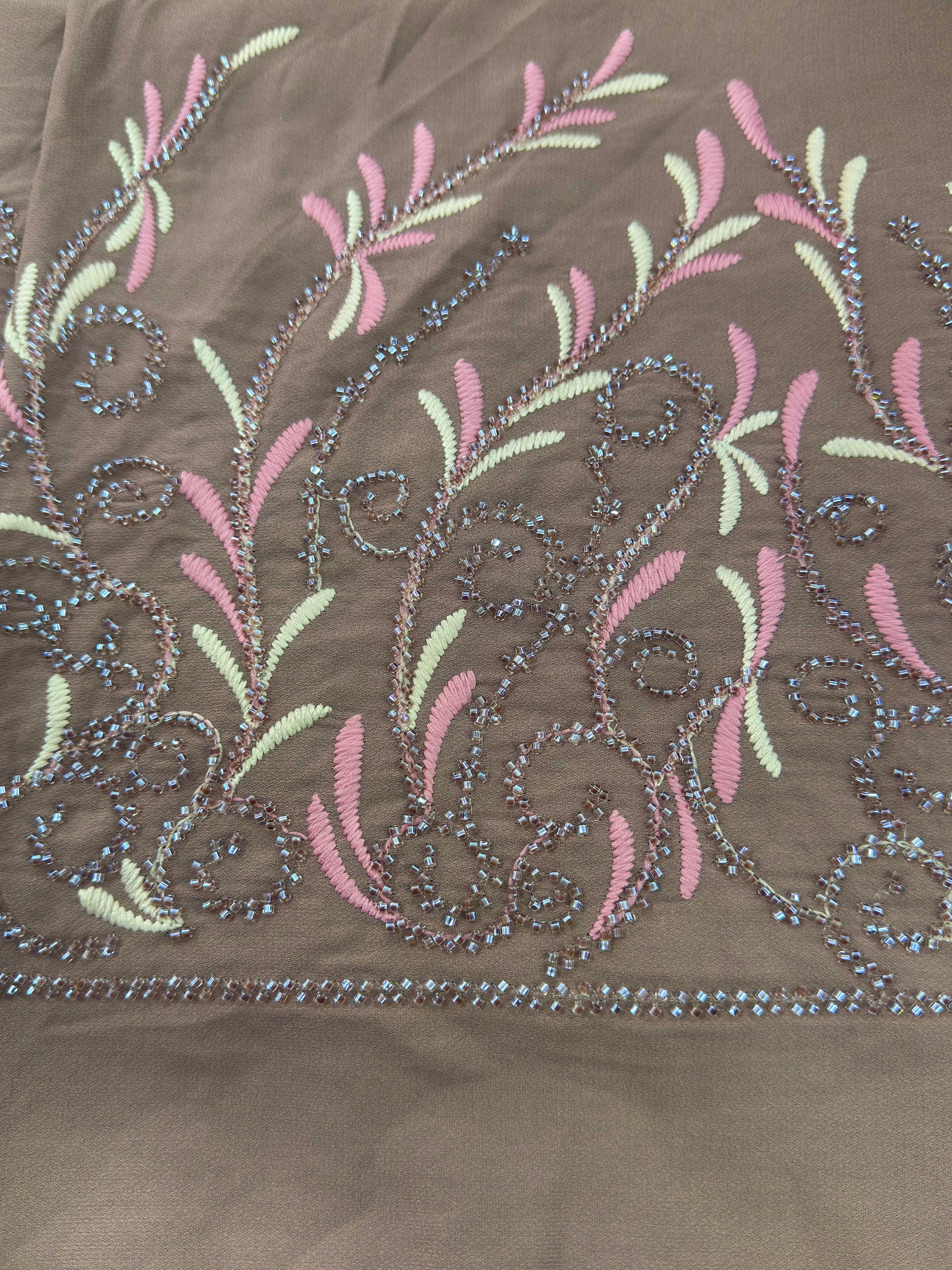 Aari Work Abaya Material - 2.5 Yards